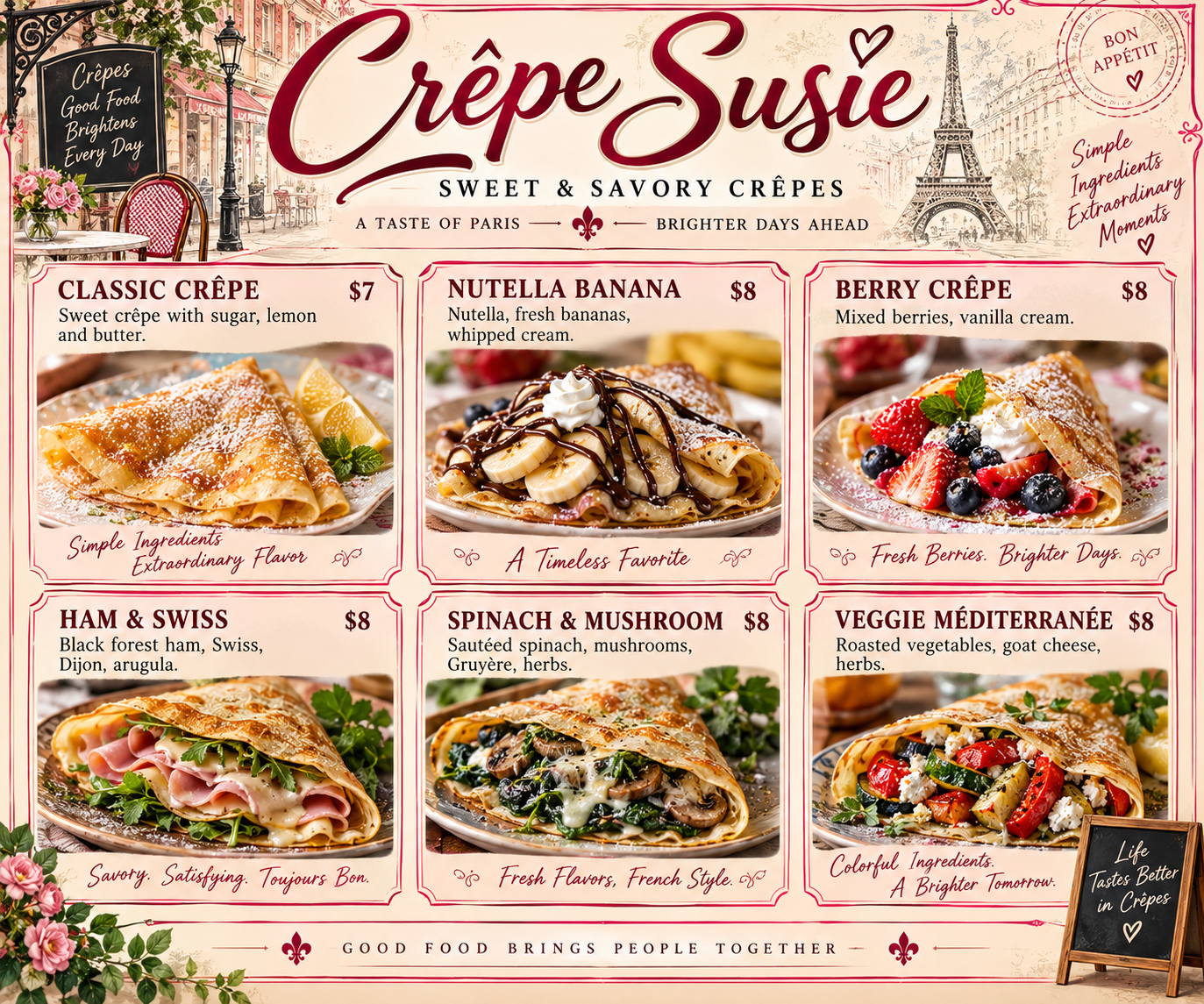 Crêpe Susie full-color menu