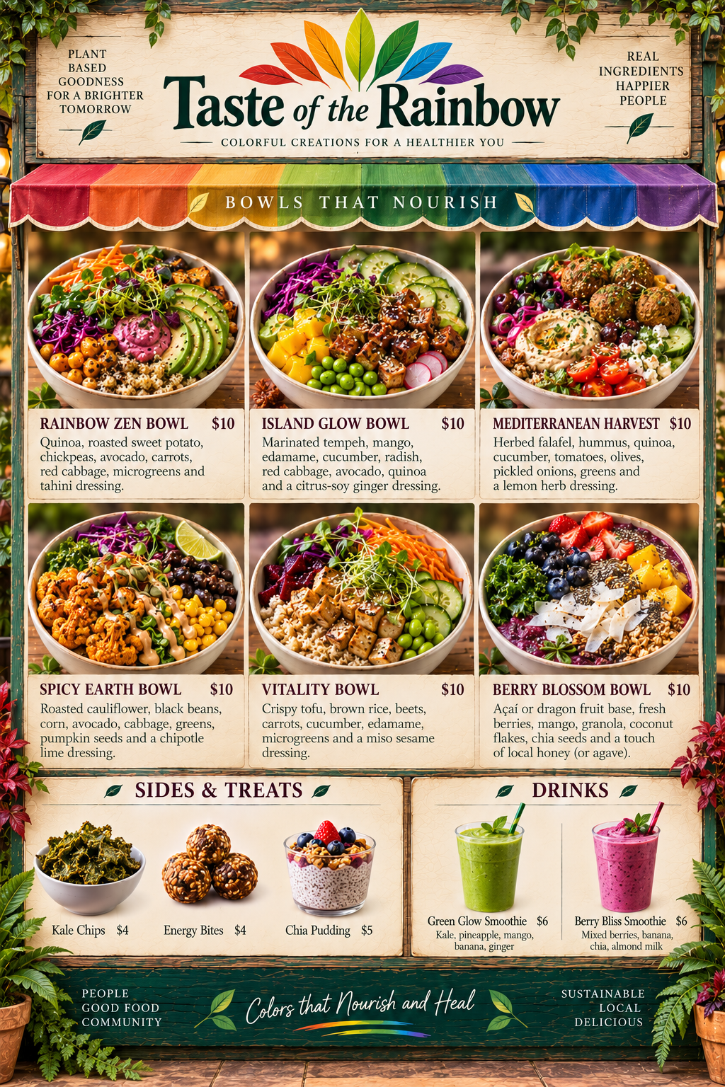 Taste of the Rainbow full-color menu