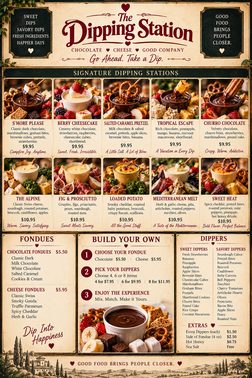 The Dipping Station full-color menu